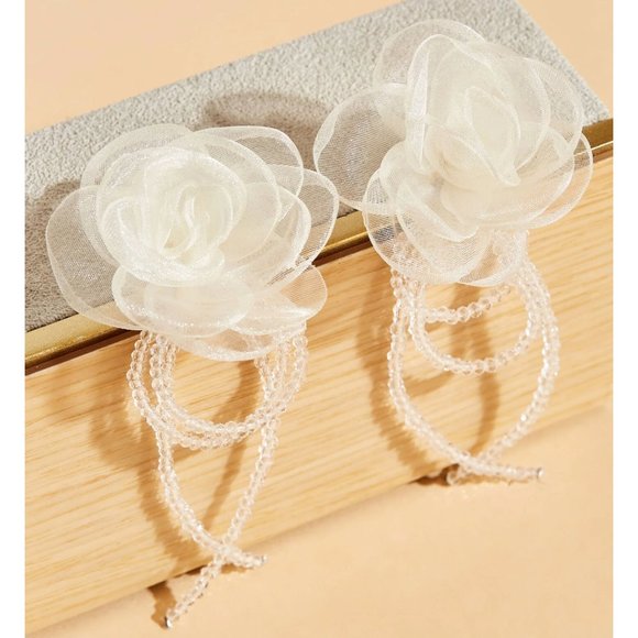 NWT Pearl Rose Earrings Ashley Stewart - Picture 2 of 7